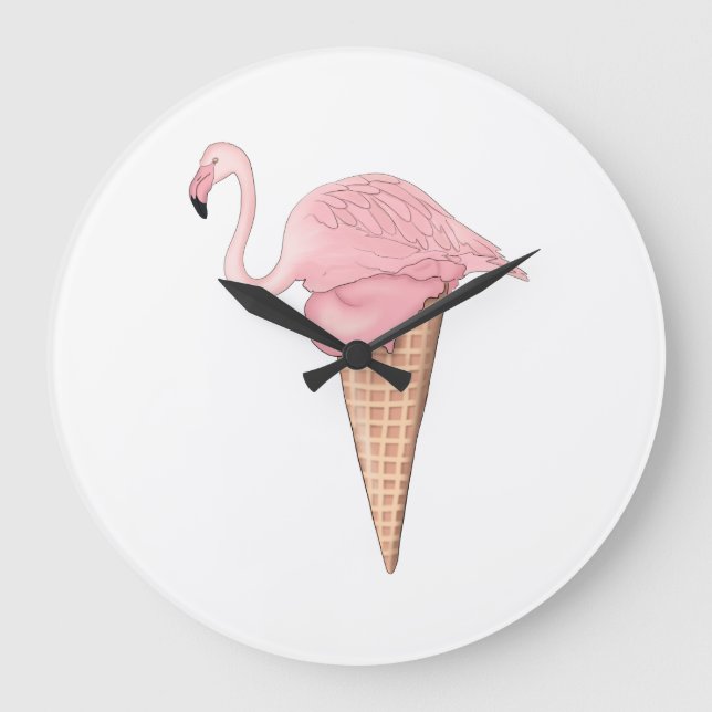 Flamingo Ice Cream Stor Klocka (Framsida)
