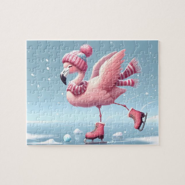 Flamingo Ice Skating Puzzle Pussel (Horisontell)