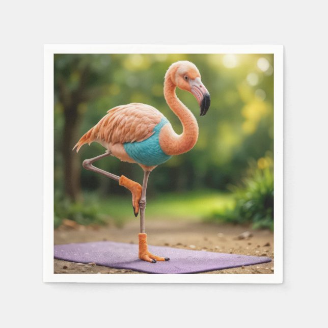 Flamingo in a Yoga Pose Pappersservett (Framsidan)