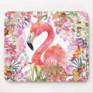 Flamingo in Flower Jungle - Summer Mönster Musmatta