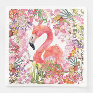 Flamingo in Flower Jungle - Summer Mönster Pappersservett