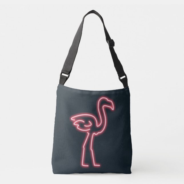 Flamingo in Neon Rosa Axelväska (Framsida)