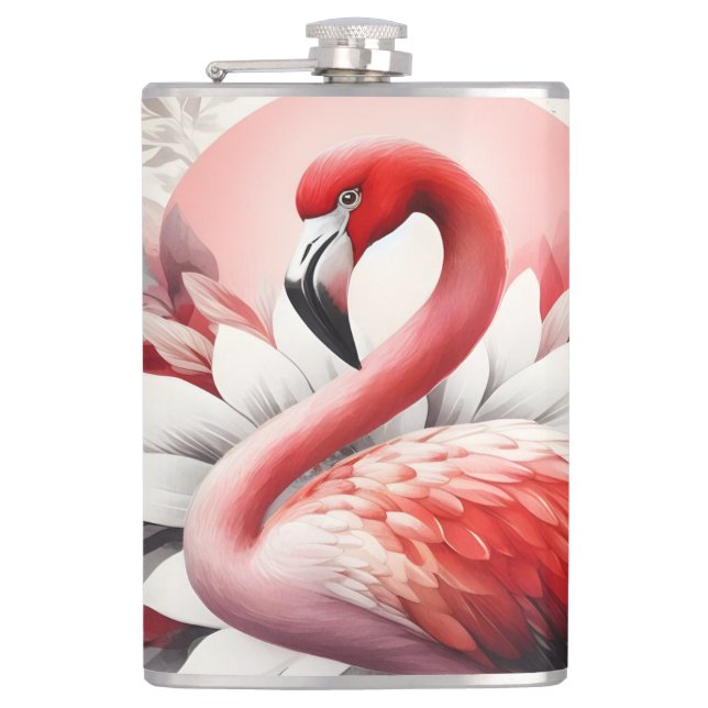 Flamingo in Red and White Watercolor Flower Art Fickplunta (Framsidan)