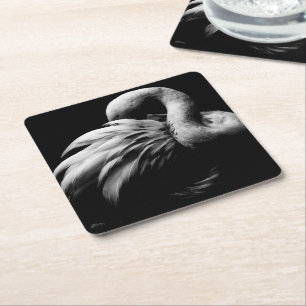 Flamingo in Repose Underlägg Papper Kvadrat