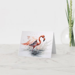 Flamingo in Vatten Stänk Note Card Kort