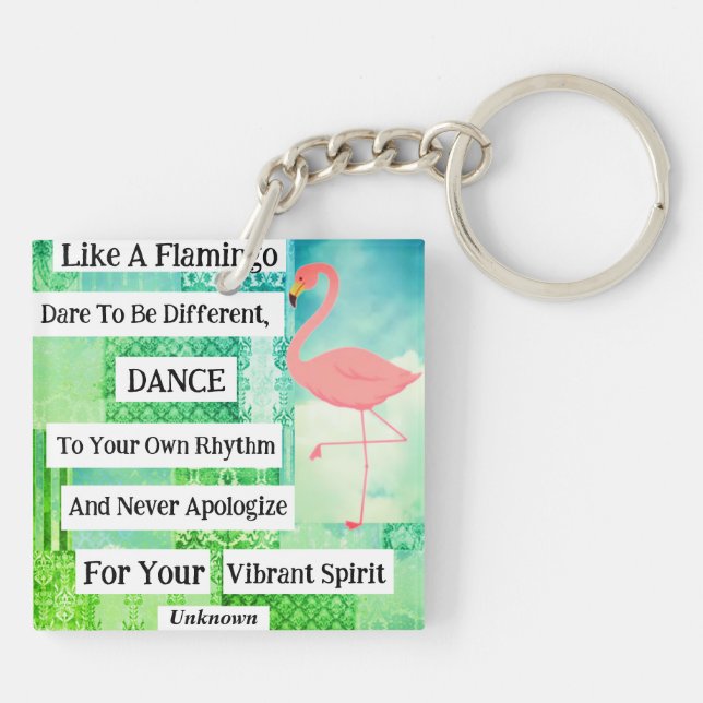 Flamingo inspiration Quote Acrylic Keychain (Baksidan)
