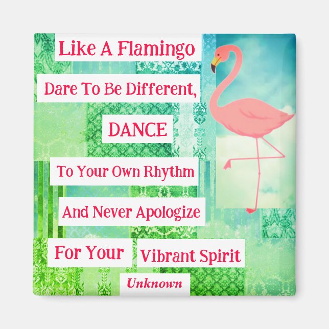 Flamingo Inspirational Quote Magnet (Framsidan)