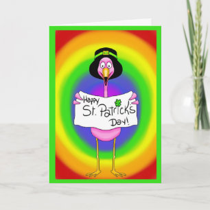 Flamingo Irish St. Patrick's Day Card Rainbow Kort