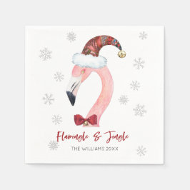 Flamingo & Jingle Typography Santa Hat Helgdag Pappersservett