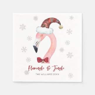 Flamingo & Jingle Typography Santa Hat Helgdag Pappersservett
