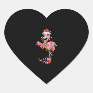 Flamingo jul Gift Julafton Ljus Santa Rosa Hjärtformat Klistermärke