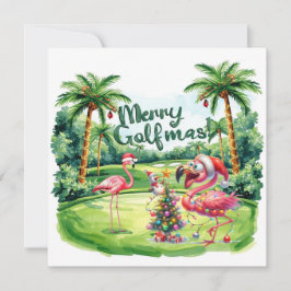 Flamingo jul Golfer i golfbanan