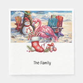 Flamingo-jul i juli på stranden pappersservett