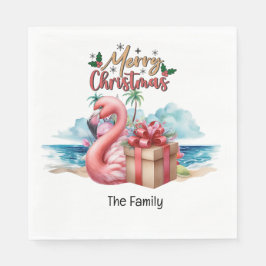 Flamingo-jul i juli på stranden pappersservett