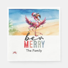 Flamingo-jul i juli på stranden pappersservett