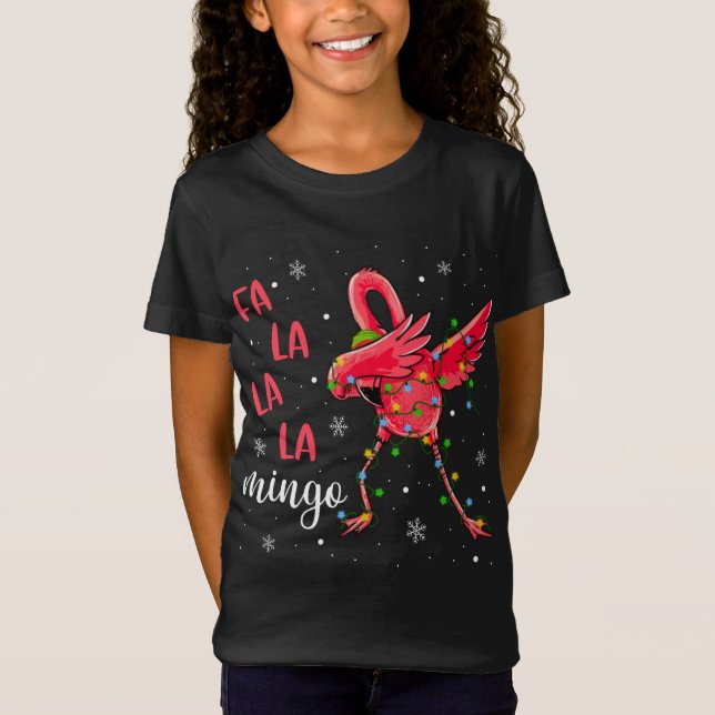 Flamingo jul Ljus Funny Julafton Santa Hat Ani T Shirt (Framsida)
