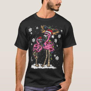 Flamingo jul Ljus Santa Hat Pajama Cute An T Shirt