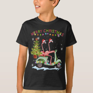 Flamingo Jul Motorcykel Julafton Ljus Merry Ch T Shirt