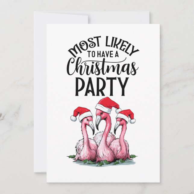 Flamingo jul Party Inbjudningar (Framsida)