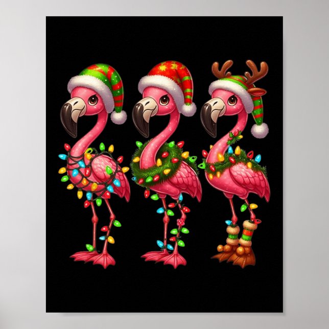Flamingo jul Sarkastic Julafton Ljus Flamingo Poster (Framsidan)