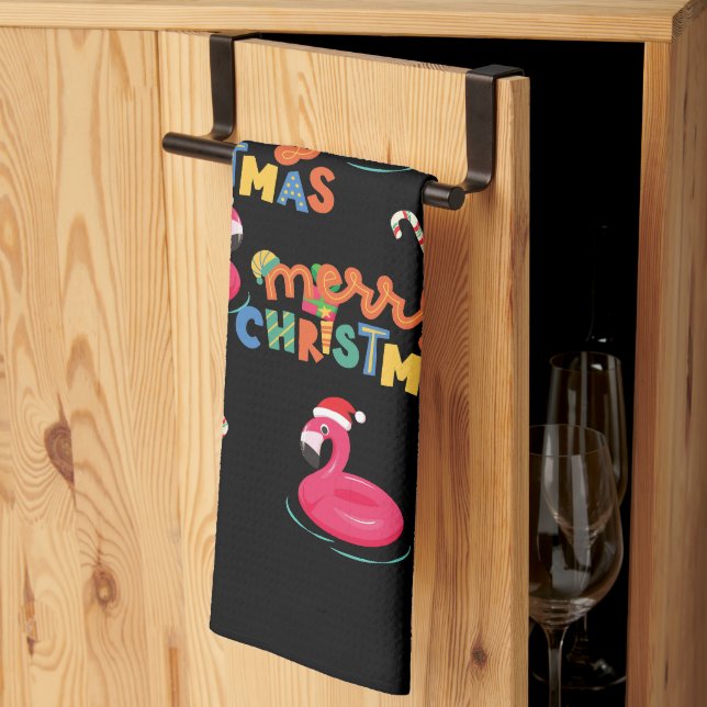 Flamingo jul Thmet Kökshandduk (Thirds Fold)