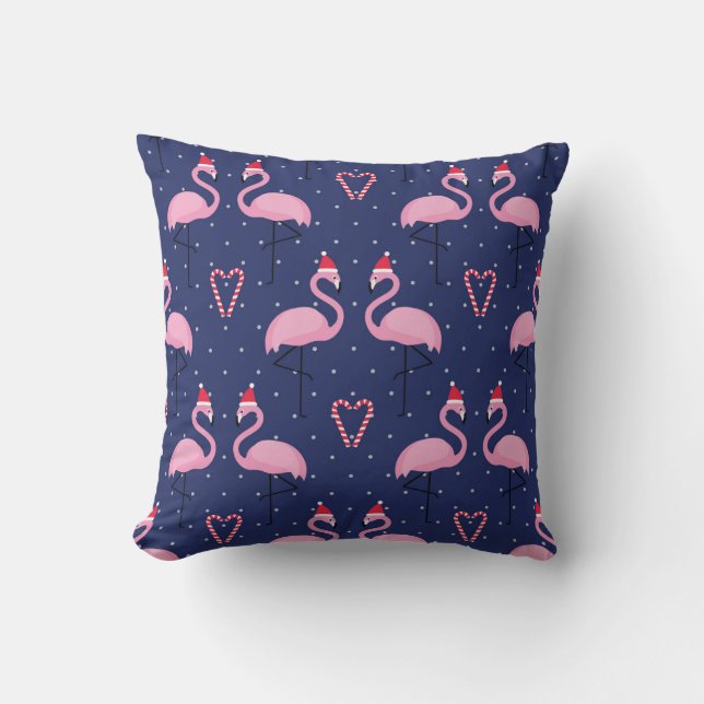 Flamingo Julafton Hat Candy Mönster Kudde (Framsida)