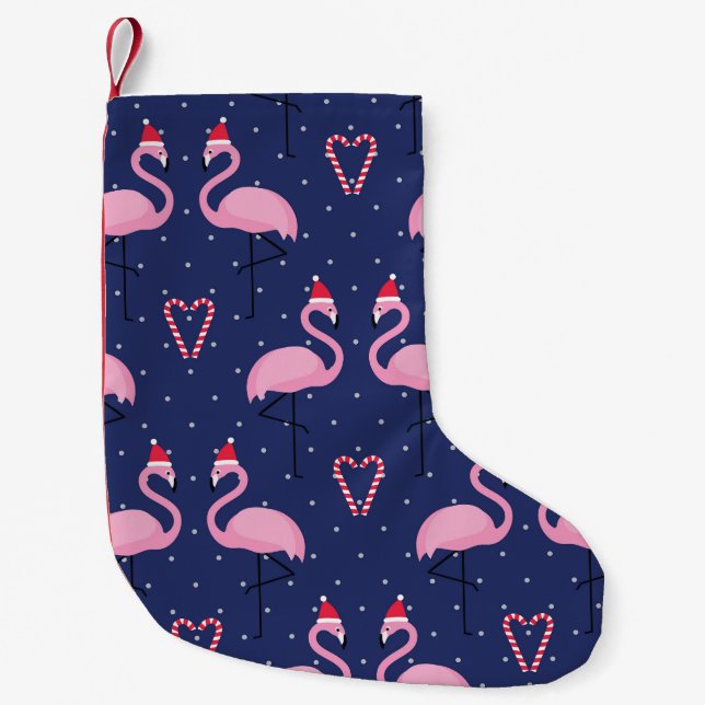 Flamingo Julafton Hat Candy Mönster Liten Julstrumpa (Framsidan)