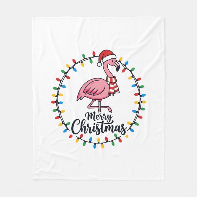 Flamingo julbelysning semester fleecefilt (Framsidan)
