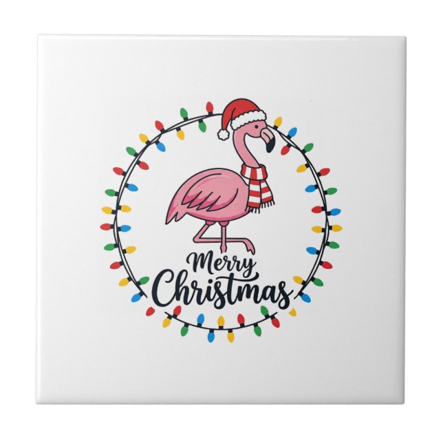 Flamingo julbelysning semester kakelplatta (Framsidan)