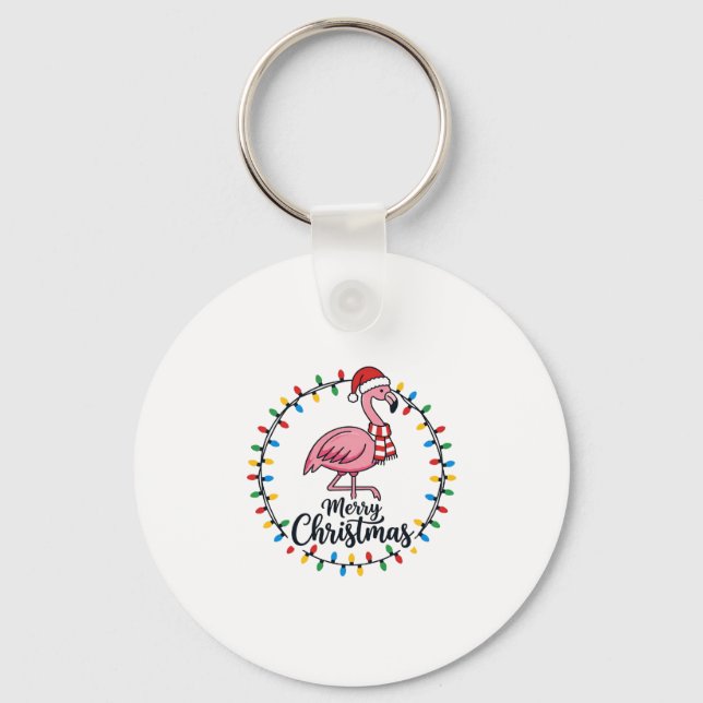 Flamingo julbelysning semester nyckelring (Framsida)