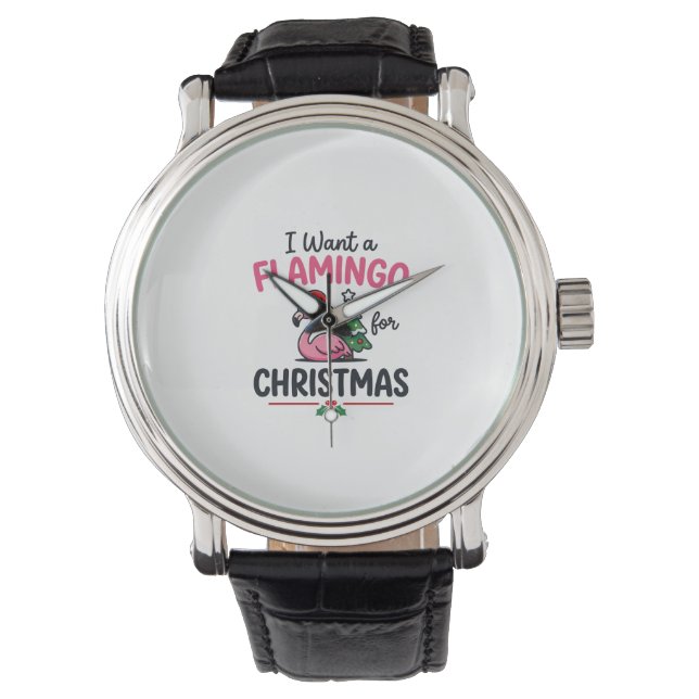 Flamingo julcitat vektor armbandsur (Framsida)