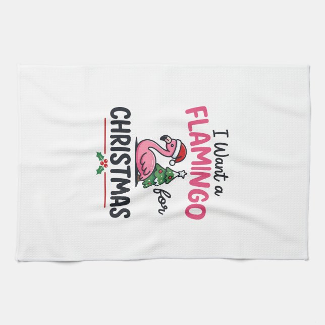 Flamingo julcitat vektor kökshandduk (Horisontell)