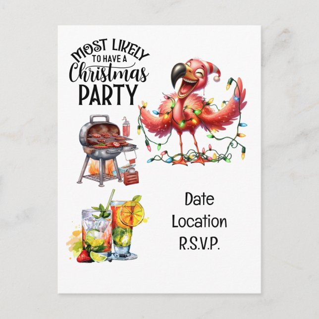 Flamingo-julen i juli Party Helg Vykort (Framsida)