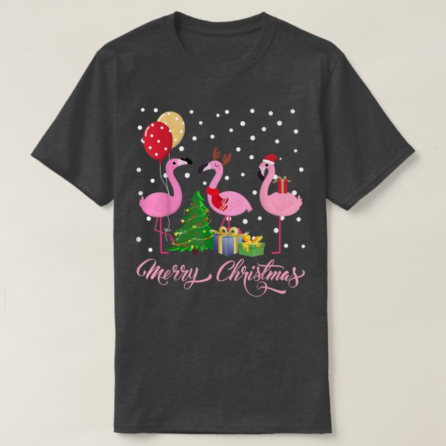 Flamingo Julgran Julafton Light God jul T Shirt (Design framsida)