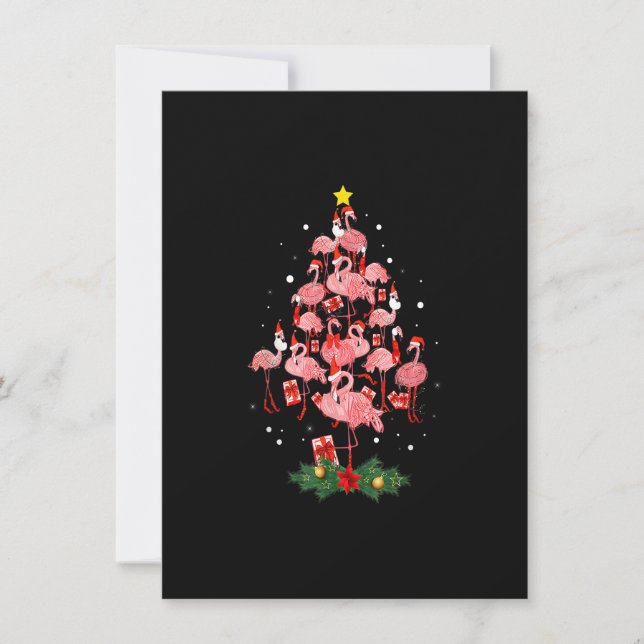 Flamingo Julgran Ornament Decor Funny Julafton Inbjudningar (Framsida)