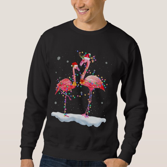 Flamingo Julgran Santa Hat Julafton Light Lång Ärmad Tröja (Framsida)