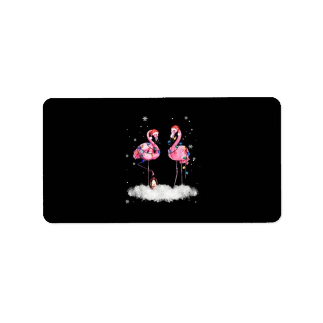 Flamingo Julgran Santa Hat Light Adressetikett (Framsidan)