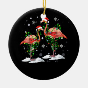 Flamingo Julgran Santa Hat Light Merry Julgransprydnad Keramik