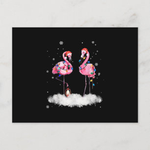 Flamingo julgran Santa hatt Ljus Inbjudan Vykort