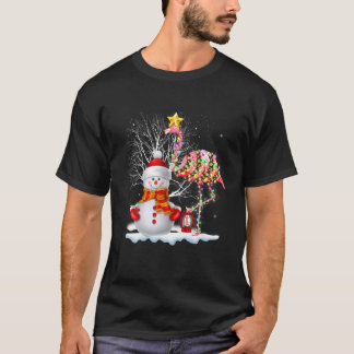 Flamingo Julgran Snögubbe Santa Hat Flamingo T Shirt