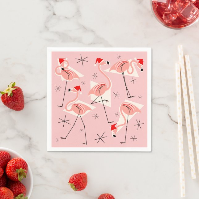 Flamingo-jultomtar Rosa pappersservett (Insitu)