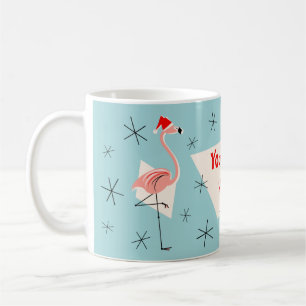 Flamingo-jultomte Blå din text-mugg Kaffemugg
