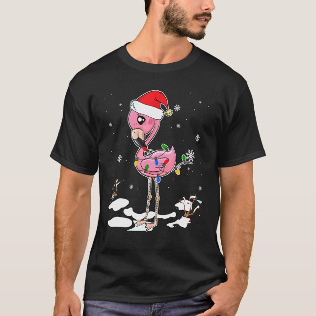 Flamingo jultomten Hat Flamingo Ljus Julafton T Shirt (Framsida)