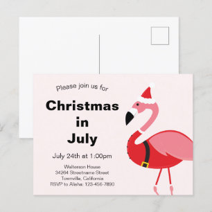 Flamingo jultomten i juli inbjudan vykort