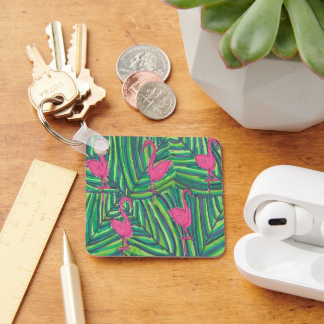 Flamingo Jungle Vibe Nyckelring (Skrivbord)