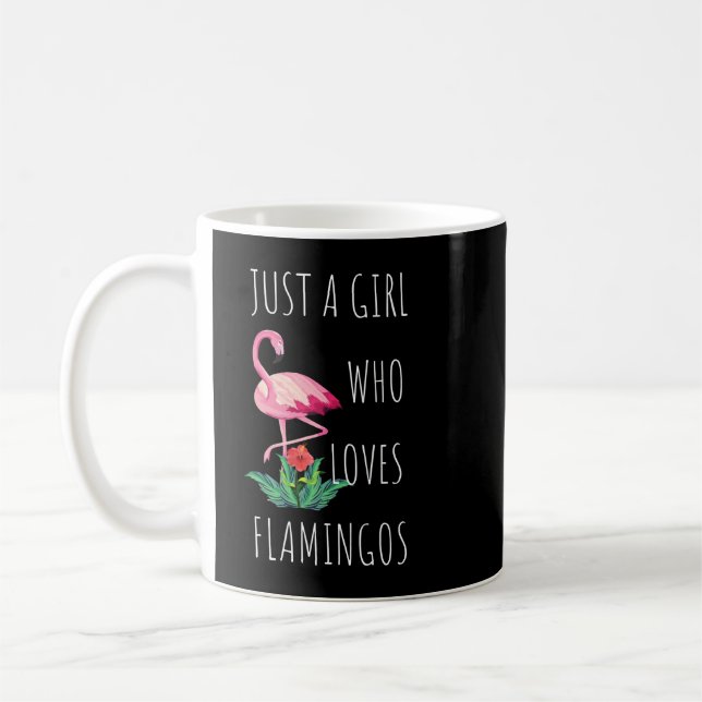 flamingo Just a Girl who loves Flamingos gift cute Kaffemugg (Vänster)