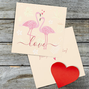 Flamingo Kärlek Alla Hjärtans Dag Platt Kort