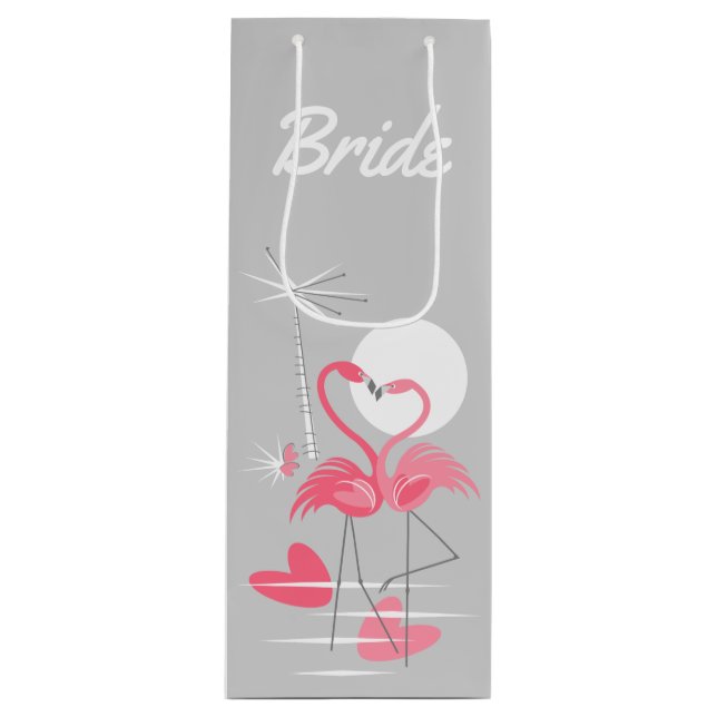 Flamingo Kärlek Bride-presentsäcken vin (Framsidan)