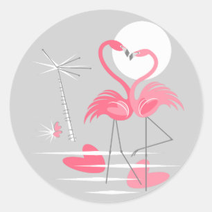 Flamingo Kärlek-dekal runda Runt Klistermärke