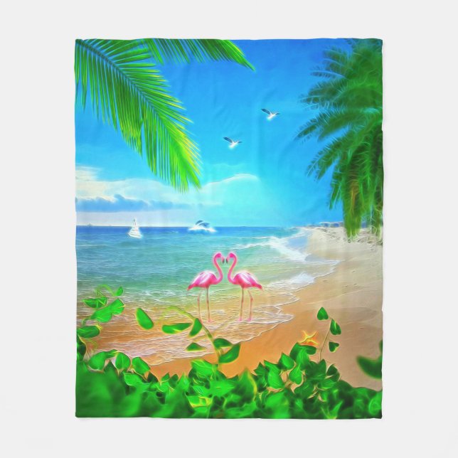 Flamingo Kärlek Fleecefilt (Framsidan)